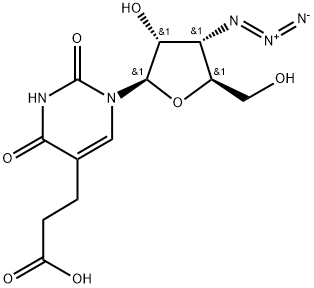 5-carboxyethyl-3'-azido-3'-deoxythymidine Struktur