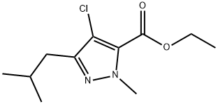 4氯-3-异丁基-1-甲基吡唑-5-甲酸乙酯, 128537-44-0, 结构式