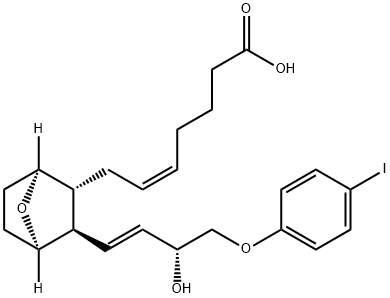 (5Z)-7-[(1S,4R)-3β-[(1E,3R)-3-ヒドロキシ-4-(p-ヨードフェノキシ)-1-ブテニル]-7-オキサビシクロ[2.2.1]ヘプタン-2α-イル]-5-ヘプテン酸 化学構造式