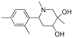 6-(2,4-dimethylphenyl)-1,3-dimethyl-piperidine-3,4-diol 化学構造式