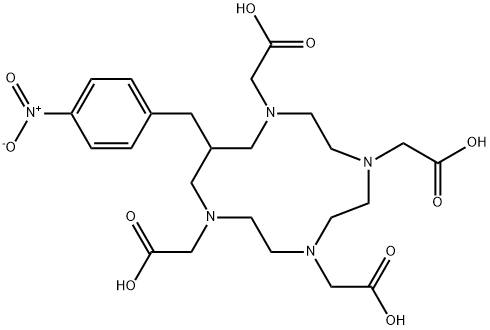 12-(4-ニトロベンジル)-1,4,7,10-テトラアザシクロトリデカン-1,4,7,10-四酢酸 化学構造式