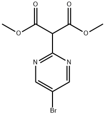 2-(5-ブロモピリミジン-2-イル)マロン酸ジメチル 化学構造式