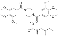 Carbamic acid, (2-methylbutyl)-, (1,4-bis(3,4,5-trimethoxybenzoyl)-2-p iperazinyl)methyl ester 结构式