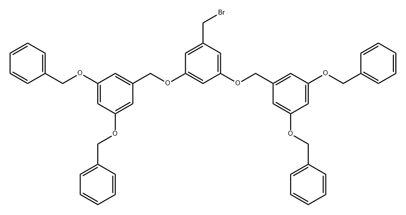 3,5-ビス[3,5-ビス(ベンジルオキシ)ベンジルオキシ]ベンジルブロミド 化学構造式