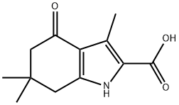 3,6,6-トリメチル-4-オキソ-4,5,6,7-テトラヒドロ-1H-インドール-2-カルボン酸 化学構造式