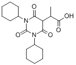 Hexahydro-1,3-dicyclohexyl-alpha-methyl-2,4,6-trioxo-5-pyrimidineaceti c acid 化学構造式