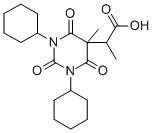 1,3-Dicyclohexyl-alpha,5-dimethyl-2,4,6-trioxohexahydro-5-pyrimidineac etic acid Struktur