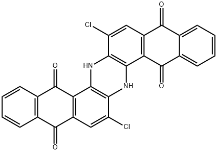 7，16-ジクロロ-6，15-ジヒドロジナフト［2，3-a：2’，3’-h］フェナジン-5，9，14，18-テトラオン 化学構造式