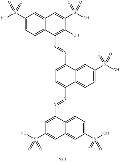 pentasodium 4-[[4-[(3,6-disulphonato-1-naphthyl)azo]-7-sulphonato-1-naphthyl]azo]-3-hydroxynaphthalene-2,7-disulphonate ,13000-39-0,结构式