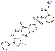 disodium 5-[[(2-carboxyphenyl)amino]sulphonyl]-2-[(4,5-dihydro-3-methyl-5-oxo-1-phenyl-1H-pyrazol-4-yl)azo]benzoate Struktur
