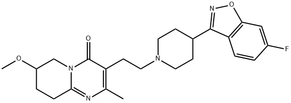 3-[2-[4-(6-Fluoro-1,2-benzisoxazol-3-yl)-1-piperidinyl]ethyl]-6,7,8,9-tetrahydro-7-methoxy-2-methyl-4H-pyrido[1,2-a]pyrimidin-4-one,130049-83-1,结构式