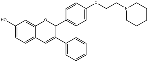 2-(4-(2-piperidinoethoxy)phenyl)-7-hydroxy-2H-1-benzopyran Struktur