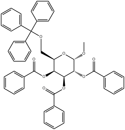 Methyl-6-O-trityl-2,3,4-tri-O-benzoyl-α-D-galactopyranoside 化学構造式