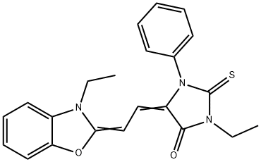 3-エチル-5-[2-[3-エチルベンゾオキサゾール-2(3H)-イリデン]エチリデン]-1-フェニル-2-チオキソイミダゾリジン-4-オン 化学構造式