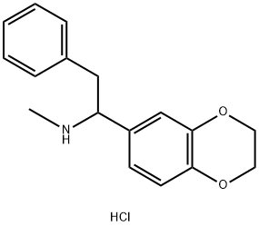 1,4-Benzodioxin-6-methanamine, 2,3-dihydro-N-methyl-alpha-(phenylmethy l)-, hydrochloride Struktur