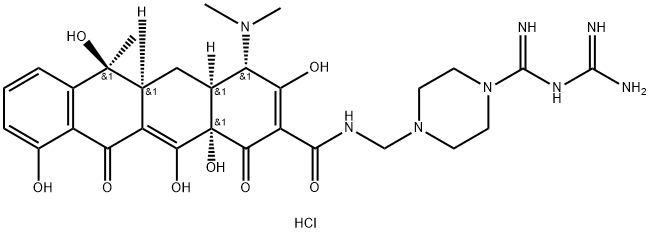 2-Naphthacenecarboxamide, N-[[4-[[(aminoiminomethyl)amino]iminomethyl]-1-piperazinyl]methyl]-4-(dimethylamino)-1,4,4a,5,5a,6,11,12a-octahydro-3,6,10,12,12a-pentahydroxy-6-methyl-1,11-dioxo-, dihydrochloride, [4S-(4alpha,4aalpha,5aalpha,6bet|