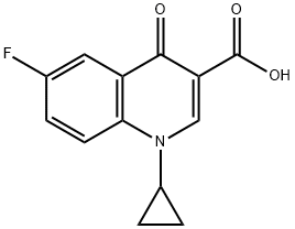 英文名称:3-QUINOLINECARBOXYLIC ACID, 1-CYCLOPROPYL-6-FLUORO-1,4-DIHYDRO-4-OXO-,130436-10-1,结构式