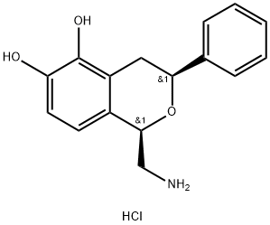 1-(氨基甲基)-3,4-二氢-3-苯基-1H-2-苯并吡喃-5,6-二醇盐酸盐 结构式