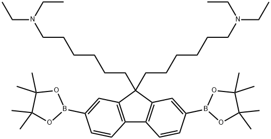 9H-Fluorene-9,9-dihexanamine, N,N,N',N'-tetraethyl-2,7-bis(4,4,5,5-tetramethyl-1,3,2-dioxaborolan-2-yl)- Struktur