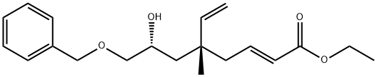 (E)-(5R,7R)-8-BENZYLOXY-7-HYDROXY-5-METHYL-5-VINYL-OCT-2-ENOIC ACID ETHYL ESTER 结构式