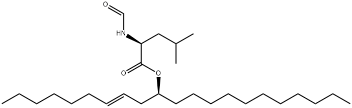 N-ホルミル-L-ロイシン[S-(E)]-1-(2-ノネニルドデシルエステル 化学構造式