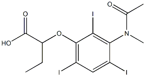 2-[3-(N-Methylacetylamino)-2,4,6-triiodophenoxy]butyric acid Struktur