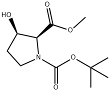 (2S,3R)-1-叔丁基 2-甲基 3-羟基吡咯烷-1,2-二羧酸酯,130966-46-0,结构式