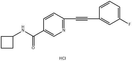 N-シクロブチル-6-(3-フルオロフェニルエチニル)ニコチンアミド 化学構造式