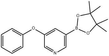 3-苯氧基-5-(4,4,5,5-四甲基-1,3,2-二氧杂环戊硼烷-2-基)吡啶 结构式