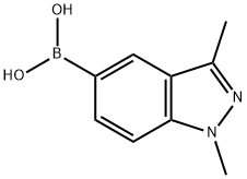 (1,3-二甲基-1H-吲唑-5-基)硼酸 结构式