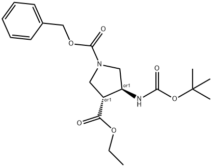 (3S,4R)-1-Benzyl3-ethyl4-(tert-butoxycarbonylaMino)pyrrolid
-ine-1,3-dicarboxylate 化学構造式