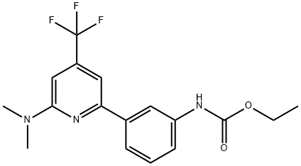 [3-(6-Dimethylamino-4-trifluoromethyl-pyridin-2-yl)-phenyl]-carbamic acid ethyl ester 化学構造式