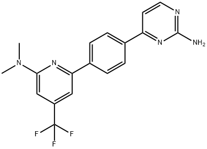 4-[4-(6-Dimethylamino-4-trifluoromethyl-pyridin-2-yl)-phenyl]-pyrimidin-2-ylamine 化学構造式