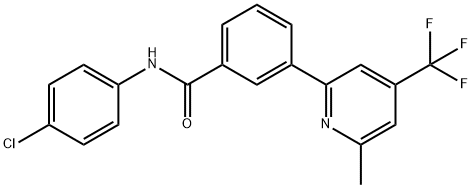 N-(4-Chloro-phenyl)-3-(6-methyl-4-trifluoromethyl-pyridin-2-yl)-benzamide 化学構造式