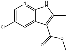 1H-Pyrrolo[2,3-b]pyridine-3-carboxylic acid, 5-chloro-2-Methyl-, Methyl ester 化学構造式