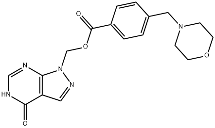 1-[[4-(モルホリノメチル)ベンゾイルオキシ]メチル]-1H-ピラゾロ[3,4-d]ピリミジン-4(5H)-オン 化学構造式