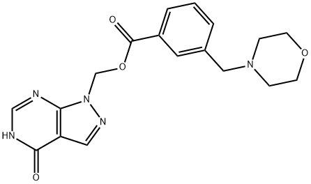3-(Morpholinomethyl)benzoic acid (4,5-dihydro-4-oxo-1H-pyrazolo[3,4-d]pyrimidine-1-yl)methyl ester,131402-48-7,结构式