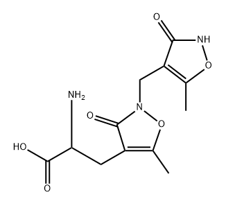 alpha-amino-2-(3-hydroxy-5-methyl-4-isoxazolyl)methyl-5-methyl-3-oxo-4-isoxazoline-4-propionic acid 结构式
