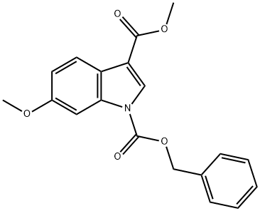 6-甲氧基吲哚-1,3-二羧酸-1-苄基-3-甲酯 结构式