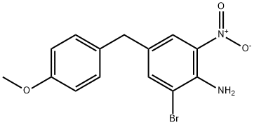 2-Bromo-4-(4-methoxyphenyl)methyl-6-nitroaniline 化学構造式