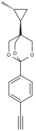 2,6,7-Trioxabicyclo(2.2.2)octane, 1-(4-ethynylphenyl)-4-(2-methylcyclo propyl)-, trans- 化学構造式