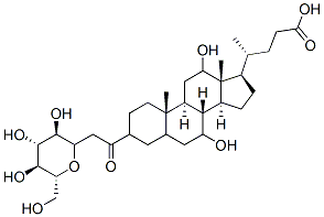 7,12-dihydroxy-3-(2-(glucopyranosyl)acetyl)cholan-24-oic acid 结构式