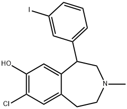7-chloro-8-hydroxy-1-(3'-iodophenyl)-3-methyl-2,3,4,5-tetrahydro-1H-3-benzazepine 化学構造式