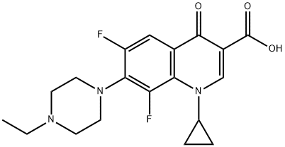3-Quinolinecarboxylic acid, 1-cyclopropyl-7-(4-ethyl-1-piperazinyl)-6,8-difluoro-1,4-dihydro-4-oxo- 结构式