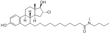 N-ブチル-N-メチル-11-[3,17β-ジヒドロキシ-16α-クロロエストラ-1,3,5(10)-トリエン-7α-イル]ウンデカンアミド 化学構造式