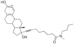 N-butyl,N-methyl-8-(3',17'-dihydroxyestra-1',3',5'(10')-trien-17'-yl)-7-octynamide 结构式