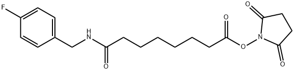 N-succinimidyl 8-((4'-fluorobenzyl)amino)suberate 化学構造式