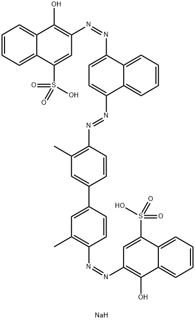 4-Hydroxy-3-[[4'-[[4-[(1-hydroxy-4-sodiosulfo-2-naphthalenyl)azo]-1-naphthalenyl]azo]-3,3'-dimethyl[1,1'-biphenyl]-4-yl]azo]naphthalene-1-sulfonic acid sodium salt Structure