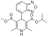 (+)-4-(ベンゾフラザン-4-イル)-1,4-ジヒドロ-2,6-ジメチル-3,5-ピリジンジカルボン酸3-イソプロピル5-メチル 化学構造式