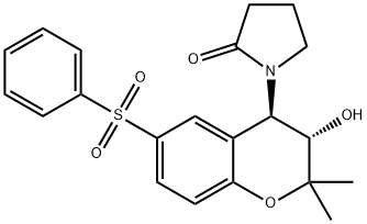 1-[[(3S,4R)-3,4-ジヒドロ-2,2-ジメチル-3-ヒドロキシ-6-(フェニルスルホニル)-2H-1-ベンゾピラン]-4-イル]ピロリジン-2-オン 化学構造式